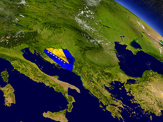 Image showing Bosnia with embedded flag on Earth