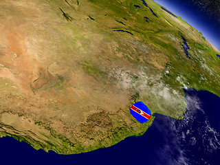 Image showing Swaziland with embedded flag on Earth