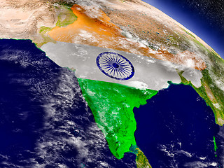 Image showing India with embedded flag on Earth