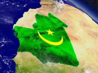 Image showing Mauritania with embedded flag on Earth