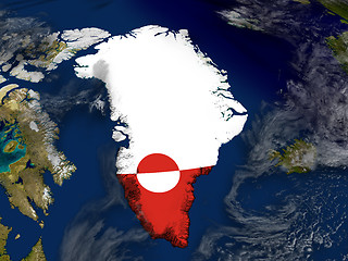 Image showing Greenland with embedded flag on Earth