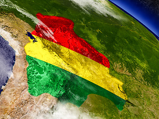 Image showing Bolivia with embedded flag on Earth