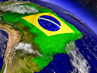 Image showing Brazil with embedded flag on Earth