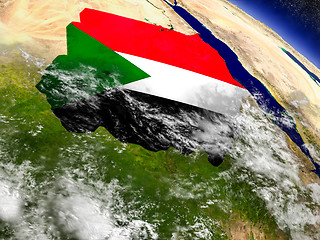 Image showing Sudan with embedded flag on Earth