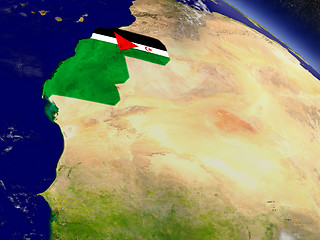 Image showing Western Sahara with embedded flag on Earth