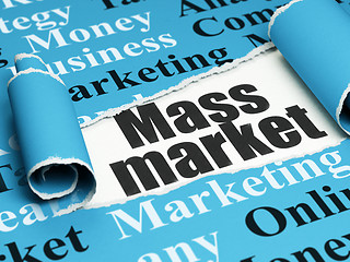 Image showing Marketing concept: black text Mass Market under the piece of  torn paper