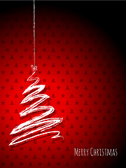 Image showing Scribbled christmas tree on a red background