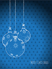 Image showing Scribbled christmas decorations on a blue background