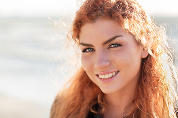 Image showing close up of happy young redhead woman face