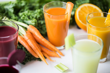 Image showing glasses with different fruit or vegetable juices