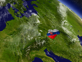 Image showing Slovakia with embedded flag on Earth