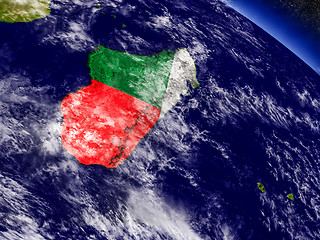 Image showing Madagascar with embedded flag on Earth