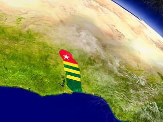 Image showing Togo with embedded flag on Earth