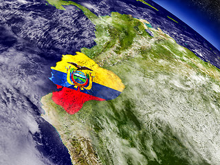 Image showing Ecuador with embedded flag on Earth