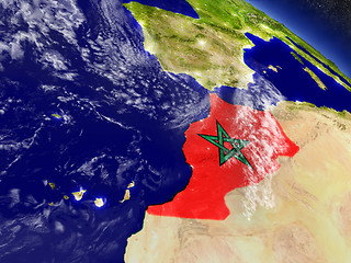 Image showing Morocco with embedded flag on Earth