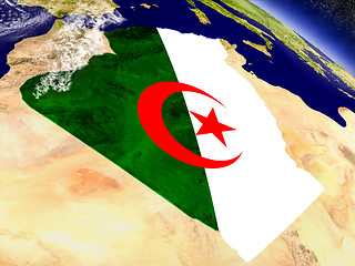 Image showing Algeria with embedded flag on Earth