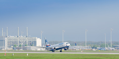 Image showing Plane Boeing-737 of SunExpress take off from Munich internationa