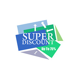 Image showing Super Discount sticker. Offer sticker. Super Discount label. Special discount vector label. Sale sign. Discount element template. Special offer sticker. Promo sticker. Discount icon. Discount banner.