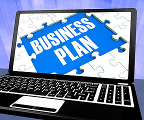 Image showing Business Plan On Laptop Shows Management Strategies