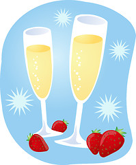 Image showing Champagne and strawberries
