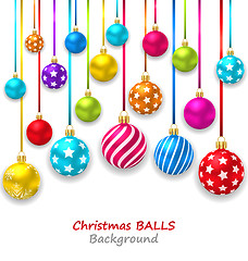 Image showing New Year Bckground with Set Colorful Christmas Balls