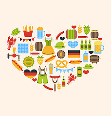 Image showing Heart made in Oktoberfest Traditional Symbols