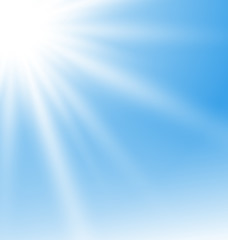 Image showing Abstract Blue Background with Sun Rays