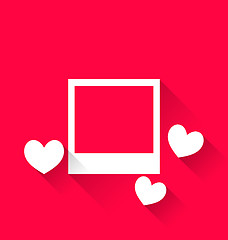 Image showing Blank photo frame with hearts for Valentine Day
