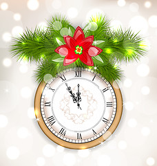 Image showing New Year Midnight Background with Clock