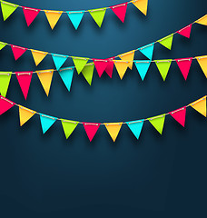 Image showing Party Dark Background with Bunting Flags for Holidays