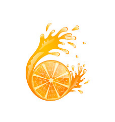 Image showing Slice of Orange with Splash