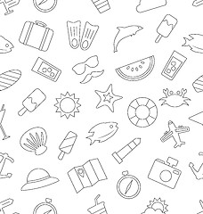 Image showing Seamless Pattern with Tourism and Holiday Objects and Icons