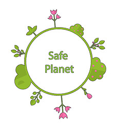 Image showing Frame form circle green earth plant flower cry safe planet