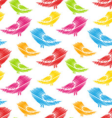 Image showing Seamless Pattern with Abstract Colorful Birds