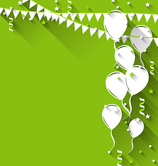 Image showing Happy birthday background with balloons and hanging pennants, tr