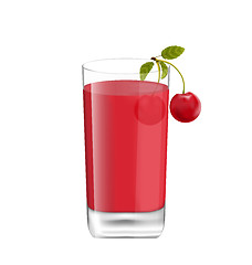 Image showing Juice in Glass with Two Cherries