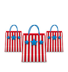 Image showing Shopping Bags in American Patriotic Colors. Packets Isolated on 