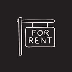 Image showing For rent placard sketch icon.
