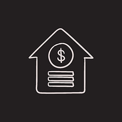 Image showing House with dollar symbol sketch icon.