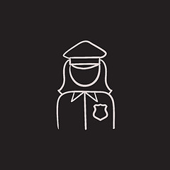 Image showing Policewoman sketch icon.