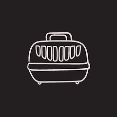 Image showing Pet carrier box sketch icon.