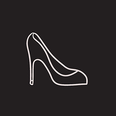 Image showing Heel shoe sketch icon.