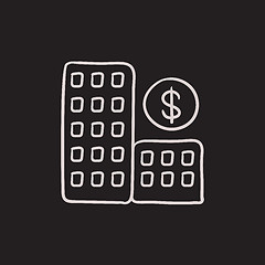 Image showing Condominium with dollar symbol sketch icon.