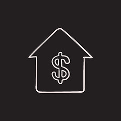 Image showing House with dollar symbol sketch icon.