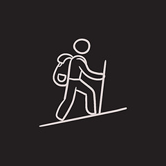 Image showing Tourist backpacker sketch icon.