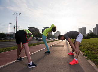 Image showing multiethnic group of people on the jogging