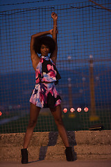 Image showing portrait of a young African-American woman in a summer dress