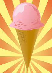 Image showing Strawberry ice cream cone