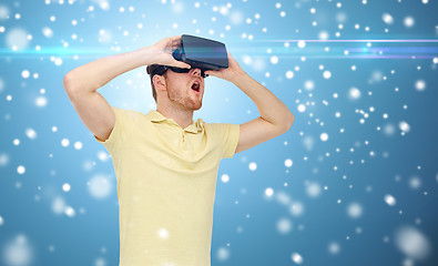 Image showing happy man in virtual reality headset or 3d glasses