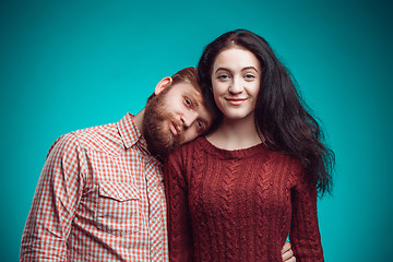 Image showing The embrace of young man and woman